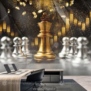 پوستر دیواری سه بعدی ارز دیجیتال طرح شطرنج
