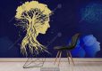 پوستر دیواری روانشناسی طرح درخت و چهره با زمینه سرمه ای