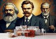 پوستر روانشناسی طرح کارل ماکس زیگموند فروید و نیچه