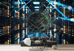 کاغذ دیواری سه بعدی برای آموزشگاه کامپیوتر و امنیت شبکه