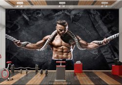 پوستر دیواری سه بعدی برای باشگاه طرح بدنساز حرفه ای