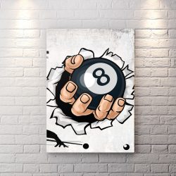 تابلو شاسی طرح توپ بیلیارد در دست بازیکن
