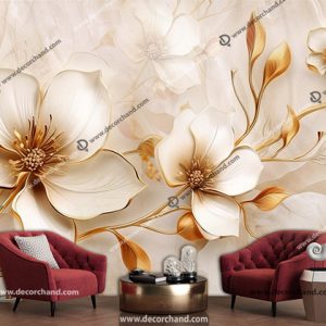 پوستر کاغذ دیواری سه بعدی گل