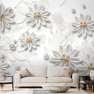 کاغذ دیواری سه بعدی طرح گل