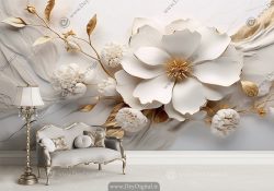 پوستر دیواری سه بعدی طرح گل یرجسته