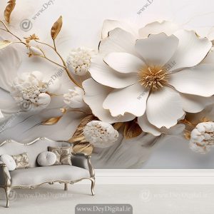 پوستر دیواری سه بعدی طرح گل یرجسته