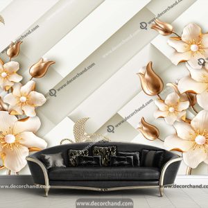 پوستر دیواری سه بعدی طرح گل
