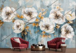 کاغذ دیواری سه بعدی طرح گل نقاشی