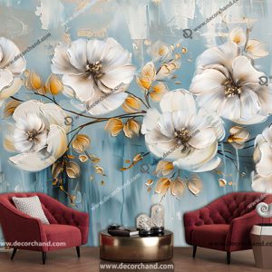 کاغذ دیواری سه بعدی طرح گل نقاشی