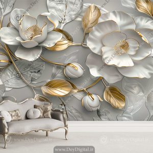 کاغذ دیواری سه بعدی طرح گل