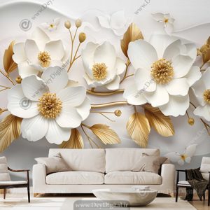 پوستر دیواری گل سه بعدی برای پذیرایی