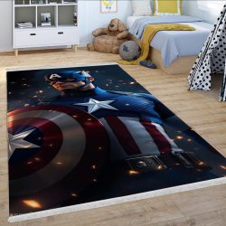 فرش چاپی طرح کاپیتان آمریکا با سپر