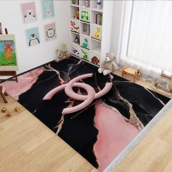 فرشینه اتاق دخترانه طرح چنل صورتی مشکی