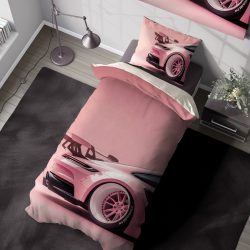 ست روتختی اسپرت دخترانه طرح ماشین اسپرت صورتی