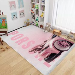 فرشینه اتاق دخترانه اسپرت طرح ماشین اسپرت صورتی