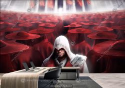 پوستر دیواری اساسینز کرید Brotherhood با تم سفید و قرمز