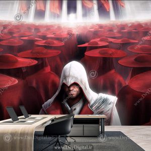 پوستر دیواری اساسینز کرید Brotherhood با تم سفید و قرمز