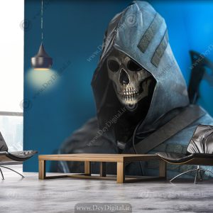 پوستر چاپی گیمینگ طرح شخصیت گوست با زمینه آبی