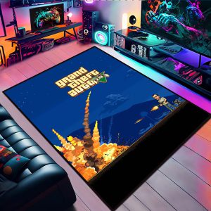 فرش چاپی جی تی ای فایو با زمینه شب و انفجار