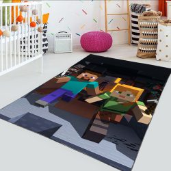 فرشینه گیمینگ طرح ماینکرافت با زمینه تیره