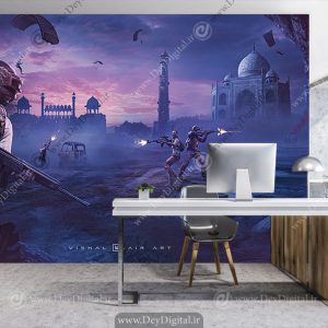 کاغذ دیواری سه بعدی وکتور در حال تیراندازی