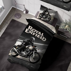 روتخی یک نفره طرح موتور royal enfield classic 350 مشکی با زمینه تیره