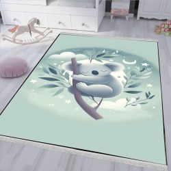 فرشینه طرح بچه کوالا با زمینه ماه و ستاره