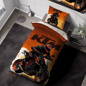 ست روتختی طرح موتور ktm 200 duke مشکی و نارنجی