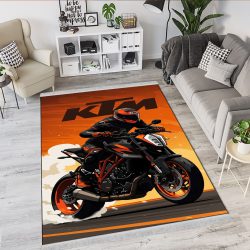 فرشینه طرح موتور KTM نارنجی و مشکی