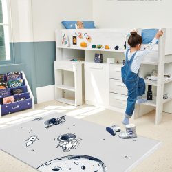 فرشینه چاپی طرح مینیمال و ساده فضانورد و سیارات
