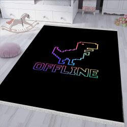 فرشینه اتاق گیمینگ طرح دایناسور گوگل با زمینه تیره