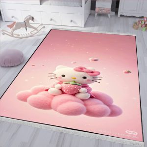 فرشینه طرح کیتی روی ابر صورتی