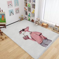 فرشینه اتاق کودک طرح پلنگ صورتی