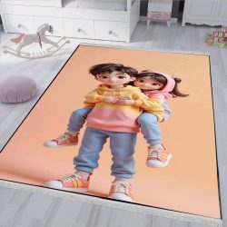 فرش اتاق بچه طرح پسر و دختر پینترستی