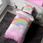 روتختی اتاق کودک طرح ابر صورتی و رنگین کمان