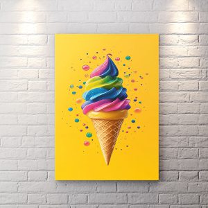 تابلو شاسی طرح بستنی قیفی رنگین کمانی