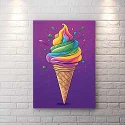 تابلو دکوراتیو طرح بستنی با زمینه بنفش