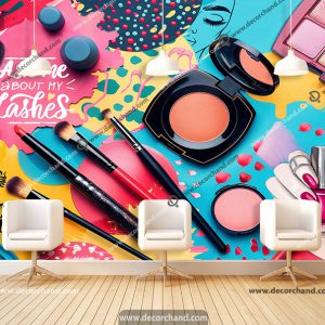 پوستر سالن زیبایی طرح لوازم آرایش و میکاپ