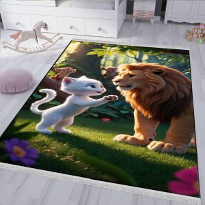 فرشینه فانتزی طرح کارتونی شیر و گربه