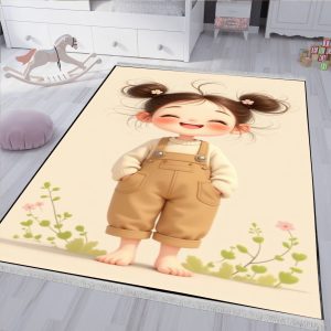 فرش چاپی دخترانه طرح عروسکی دخترک