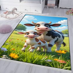 فرش کودکانه طرح کارتونی گاو