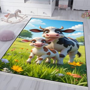 فرش کودکانه طرح کارتونی گاو