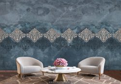 پوستر دیواری سنتی پتینه‌ای رنگ آبی