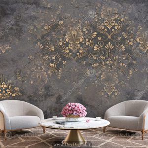 پوستر دیواری سه بعدی طرح گل داماسک