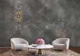 کاغذ دیواری سه بعدی طرح پتینه خطاطی با گل اسلیمی