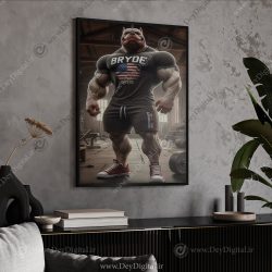 تابلو دکوراتیو طرح جدید بدنسازی با زمینه تیره