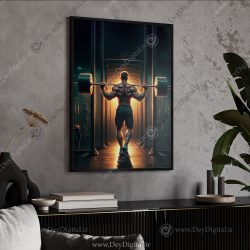 تابلو دکوراتیو باشگاه بدنسازی طرح ورشکار با هالتر