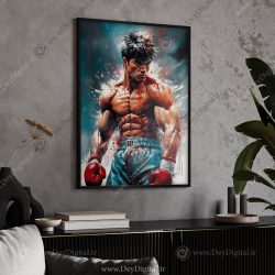 تابلو دکوراتیو طرح بوکسور با بدن خونین