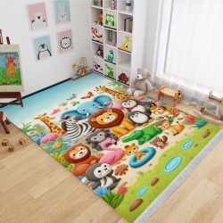 فرشینه چاپی سه بعدی کودکانه طرح حیوانات