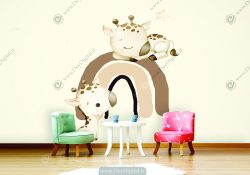 پوستر دیواری طرح بچه زرافه با زمینه ساده